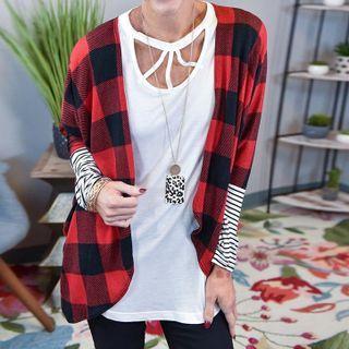 Mock Two-piece Check Striped Jacket