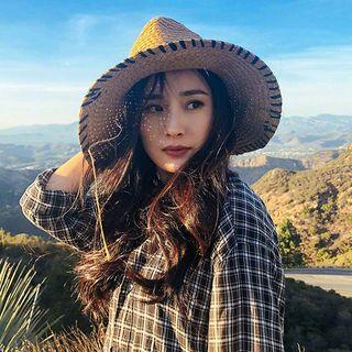 Contrast Trim Woven Sun Hat Light Coffee - One Size