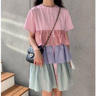 Tiered Short-sleeve / Spaghetti Strap Dress