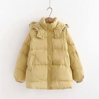 Frilled Trim Hooded Padded Jacket