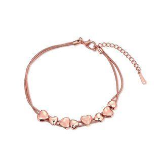 Sweet Plated Rose Gold Heart Bracelet Rose Gold - One Size