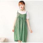 Set: Short-sleeve T-shirt + Strappy Floral Dress