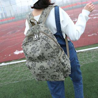 Skull Print Canvas Backpack