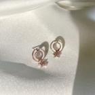 Star Alloy Dangle Earring 1 Pair - S925 Silver Needle Earring - Rose Gold - One Size