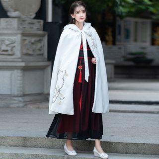 Couple Matching Floral Embroidered Hanfu / Furry Hood Cape