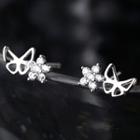 Rhinestone Alloy Butterfly Earring 1 Pair - Earring Backs - Silver - One Size