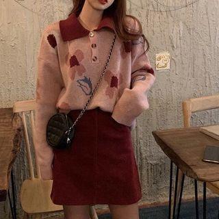 Polo Sweater / Mini Skirt / Set