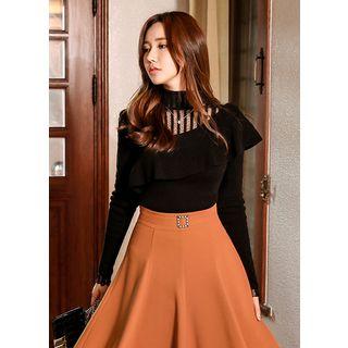 Ruffle-trim Rib-knit Top