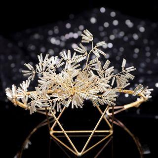 Wedding Branches Tiara Tiara & 1 Pair - Clip On Earrings - Gold - One Size