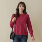 Round-neck Fluffy Knit Top
