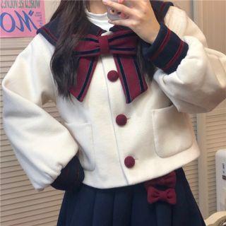Navy Collar Cropped Jacket