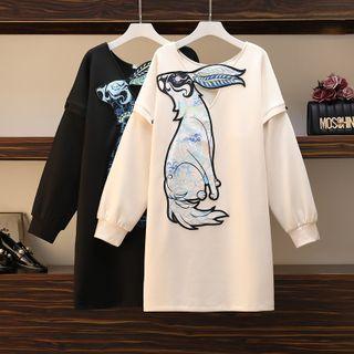 Embroidered Sweatshirt Dress