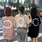 Elbow-sleeve Reflective Star Printed T-shirt