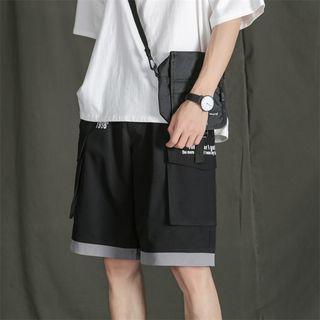 Couple Matching Contrast Trim Cargo Shorts