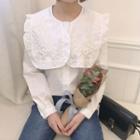 Embroidered Frill Trim Shirt