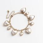 Heart Pendant Bracelet White & Gold - One Size