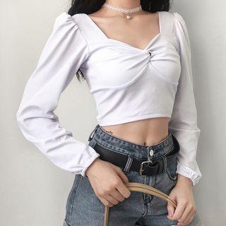Twist Long-sleeve Cropped T-shirt
