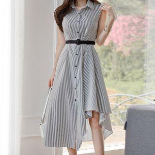 Sleeveless Striped Midi Shirtdress