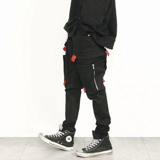 Tag-detail Multi-pocket Baggy Pants