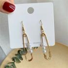 Safety Pin Faux Pearl Dangle Earring