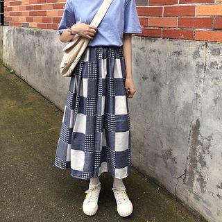 Plaid-panel Skirt
