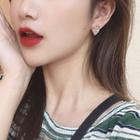 925 Sterling Silver Rhinestone Perforated Heart Stud Earring / Clip-on Earring