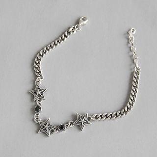 925 Sterling Silver Star Bracelet Retro Silver - One Size