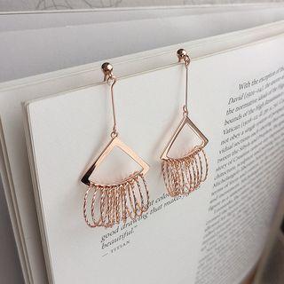 925 Sterling Silver Triangle & Hoop Fringed Earring As Shown In Figure - One Size