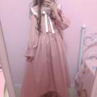 Collared Long-sleeve Mid Shift Dress