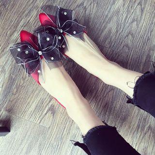 Rhinestone Bow Accent Pointed Flats