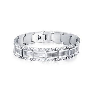 Fashion Rock Geometric Square Texture 316l Stainless Steel Bracelet Silver - One Size