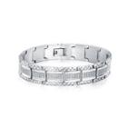 Fashion Rock Geometric Square Texture 316l Stainless Steel Bracelet Silver - One Size