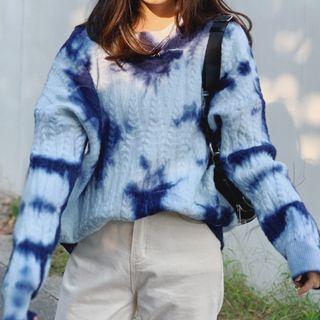 Round-neck Loose-fit Tie-dye Sweater