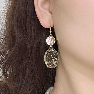Gold Leaf Acetate Disc Dangle Earring 0119 - 1 Pair - Gold - One Size