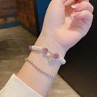 Flower Bead Bracelet Purple - One Size