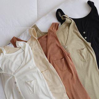 Button-down V-neck Knit Tank Top