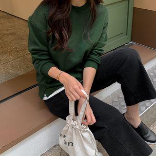 Set Of 2: Layered-hem Fleece-lined Sweatshirt