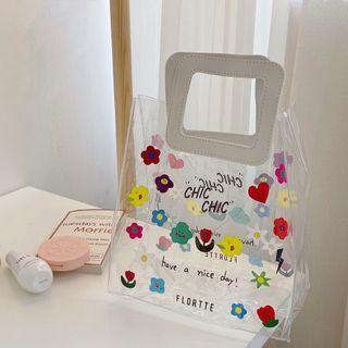 Floral Print Transparent Pvc Tote Bag Transparent - One Size