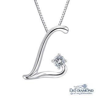 The Leo Diamond® Signature L-shaped Collection - 18k White Gold Initial L Diamond Solitaire Pendant Necklace (16)