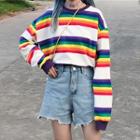 Long-sleeve Striped T-shirt Stripe - Rainbow - One Size