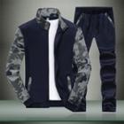 Set: Camouflage Panel Zip Jacket + Sweatpants