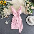 Asymmetric Sleeveless Shirred Mini A-line Dress