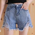 Studded Ripped Denim Hot Pants