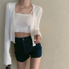 Rib Knit Cardigan / Cropped Camisole Top