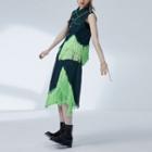 Sleeveless Fringed Collared Denim Shirt / Midi A-line Skirt / Set