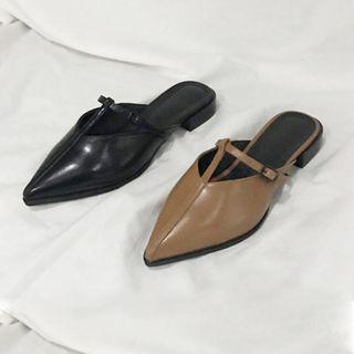 Pointy-toe Faux-leather Mules