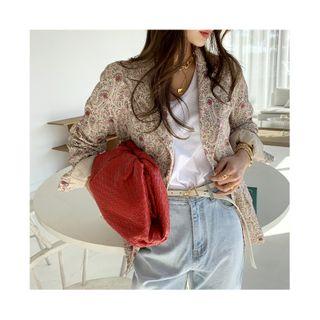 Peak-lapel Paisley Blazer Light Beige - One Size