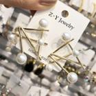 Faux Pearl Alloy Bar Earring As Shown In Figure - One Size