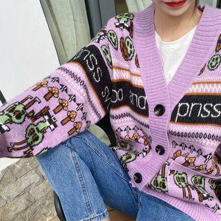 Print Cardigan Purple - M