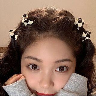 Argyle Hair Clip Black & White - One Size